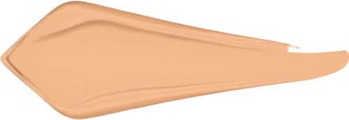 Ein beigefarbener Streifen Makeup oder Foundation, ausgebreitet mit spitzem Ende und geschwungener Form.