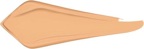Ein beige oder hellbraunes Make-up-Produkt, vermutlich Foundation, verteilt in einer Träneform.