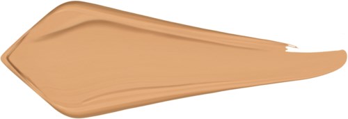 Ein beigefarbener Make-up- oder Foundationstrich mit dreieckiger Form und glatter Textur.