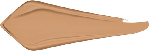 Ein Streifen aus beigem Make-up oder Grundierung, geformt wie eine lange Träne oder laufende Farbe.