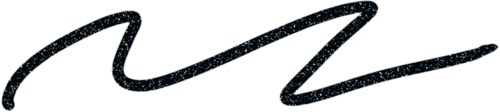 Det här är en logo med en svart cirkel, en vit rektangel, ett svart band med en signaturliknande skrivstil och ett stiliserat svart objekt.