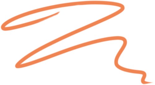 Orange kurvig linje på svart bakgrund, som liknar ett stiliserat nummer två.