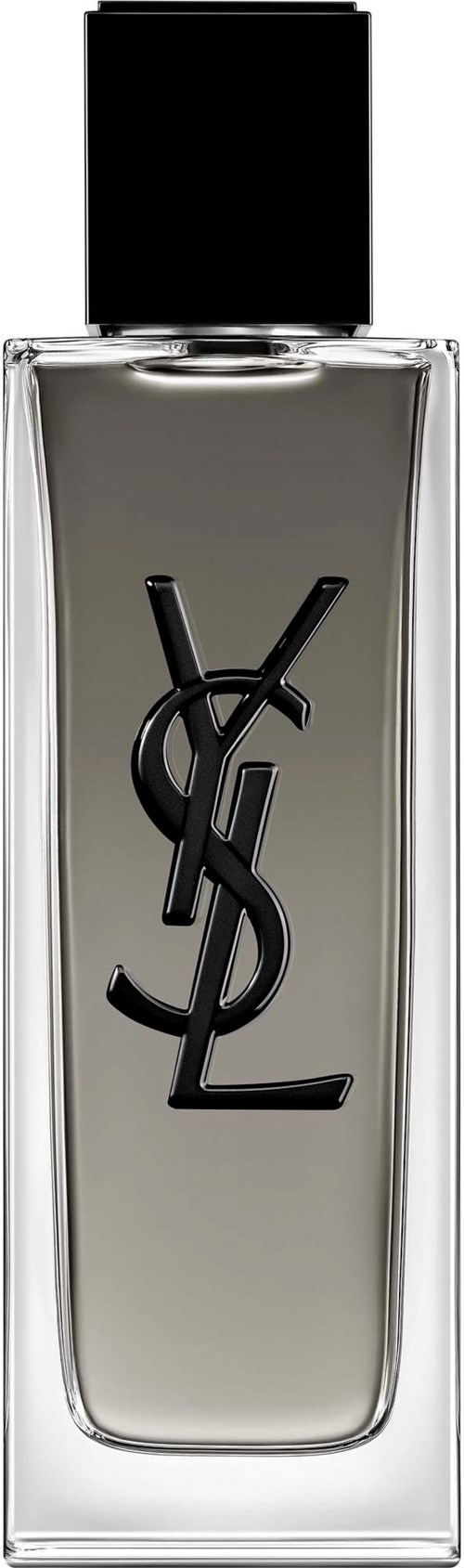En parfyllflaska med svart lock och YSL-logga på glaset. Flaskan är rektangulär och elegant i design.