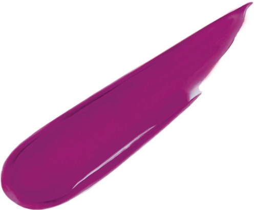 En lila droppe av vätska med spetsigt finger, slät och glänsande yta.