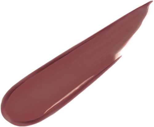 En makeupborste med brunt handtag och mjuka borst, lätt böjd, på vit bakgrund.