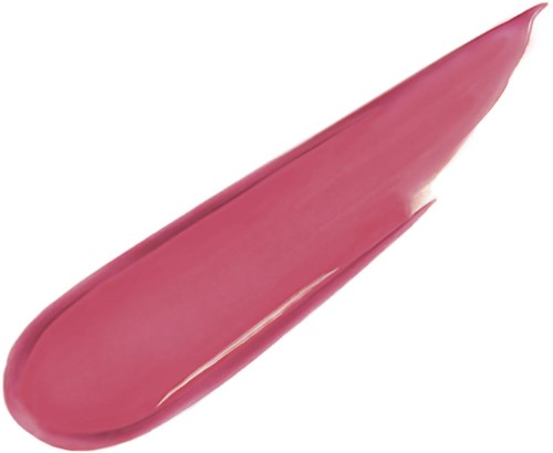 En stor rosa blad med spetsig ände, slät yta och böjd form.