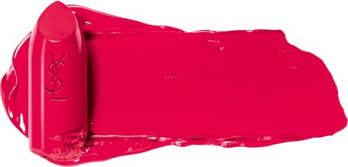 L'Oréal lipstick swatch on white background with bright pink color.