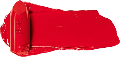 A red lipstick with the L'Oréal logo, showing a smear of bright red lipstick. No other elements visible.