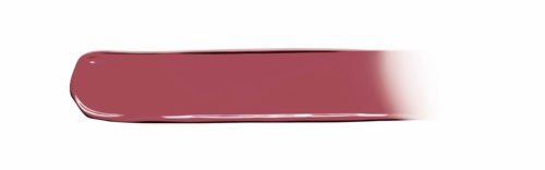Ett läppstift med glansig, rosa-röd färg, ligger på en vit yta.