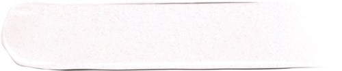 Valkoinen suorakulmainen esine, jossa pyöristetyt reunat, mahdollisesti laastari tai tarrapala.