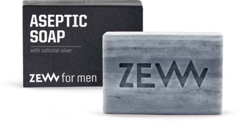 En låda märkt 'Aesthetic Soap' bredvid en tvål med 'ZEW' på.
