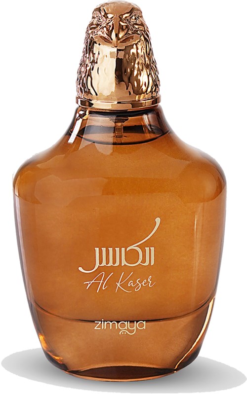En brun flaske med skinnende, gullfarget kork. Den har tekst på arabisk og engelsk, og ser ut til å være et kosmetikkprodukt.