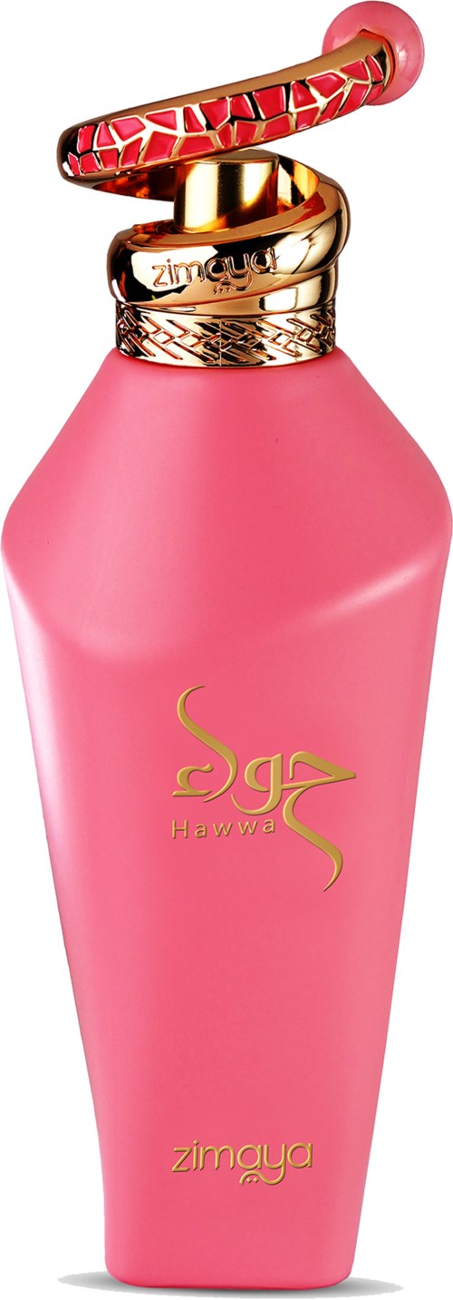 En rosa flaska med en glänsande guldig kork och ett dekorativt rosa och guldlock.